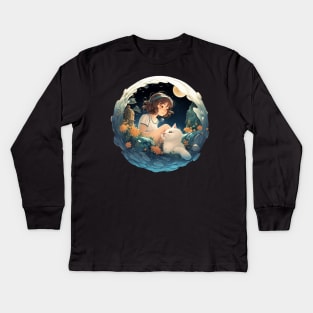 Blue Cat Lady: The Manga-inspired Kitty Portal of Joy Kids Long Sleeve T-Shirt